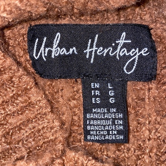 Urban heritage dusty rose ribbed knit turtle neck cropped long Sleeve sweater L - Picture 10 of 12